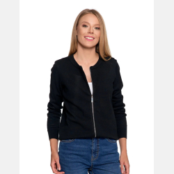 CZARNY sweter damski na zamek BOMBERKA MORAJ